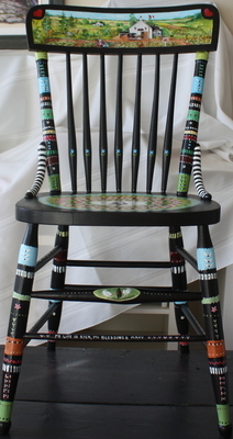 Village - folk art chair