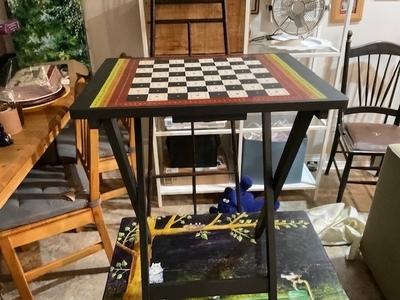 Chess/Checker Board TV stand